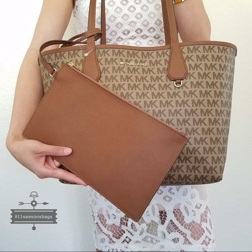 Michael Kors candy large reversible Khaki tote NWT - Picture 2 of 8